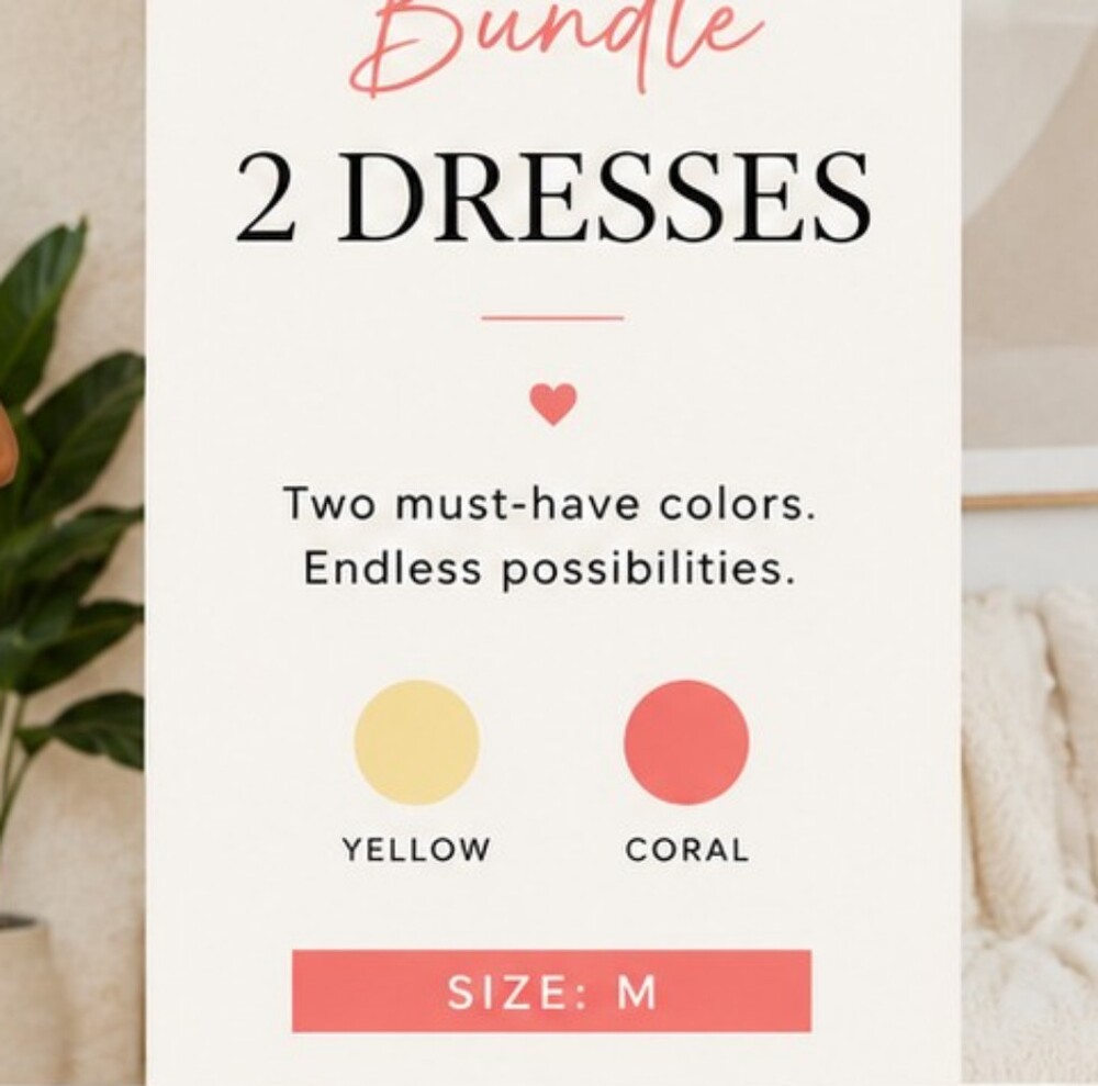 Fashion Nova 2-Piece Mini Dress Bundle Yellow & Coral Size M
